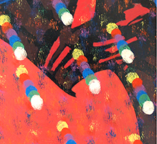 Femme assise sous un arbre.